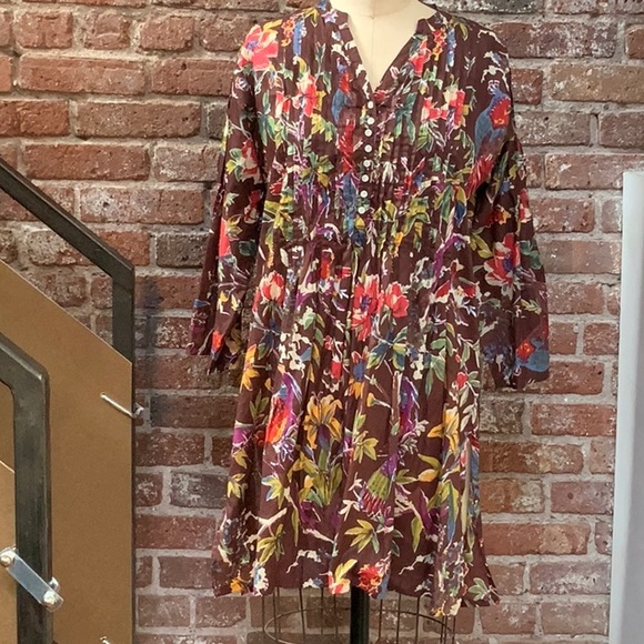 Boho cotton top, floral print, cotton. - Picture 1 of 6